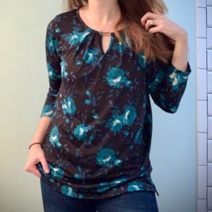 89th and Madison blue and black floral top